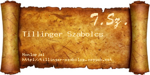 Tillinger Szabolcs névjegykártya